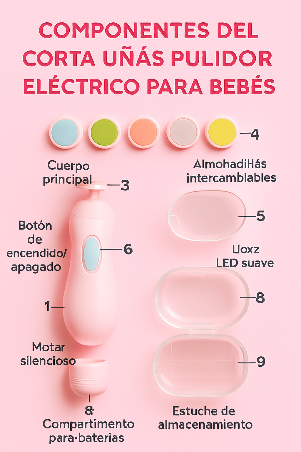 👶 Corta Uñas Pulidor Eléctrico para Bebés – ¡Seguro y Suave!